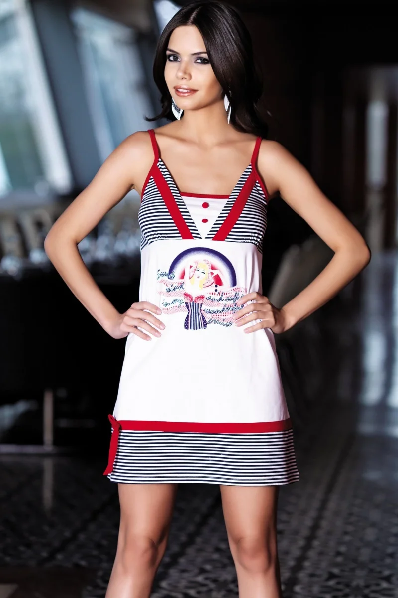 2421 Berrak Bayan Cizgili Cruise Elbise