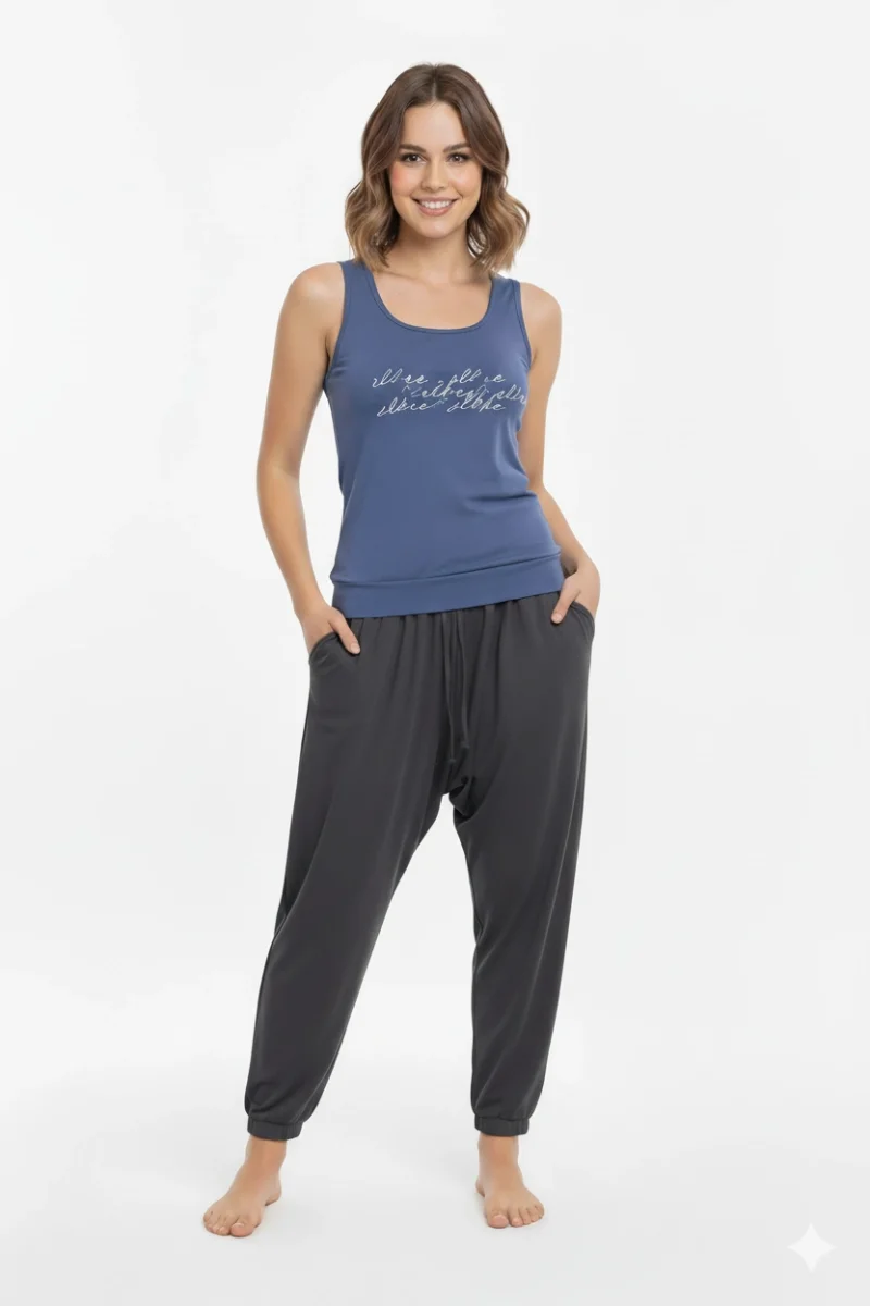 Bayan Yazlık Poly Şalvarlı Pijama 21519