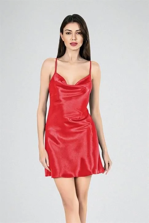 Kısa Gecelik Degaje  Kırmızı 7740