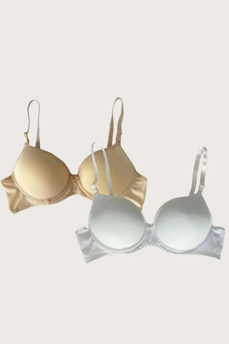 Ten-beyaz 2'li Mikro Kumaş İçi Boş Balenli Günlük Desteksiz Sütyen