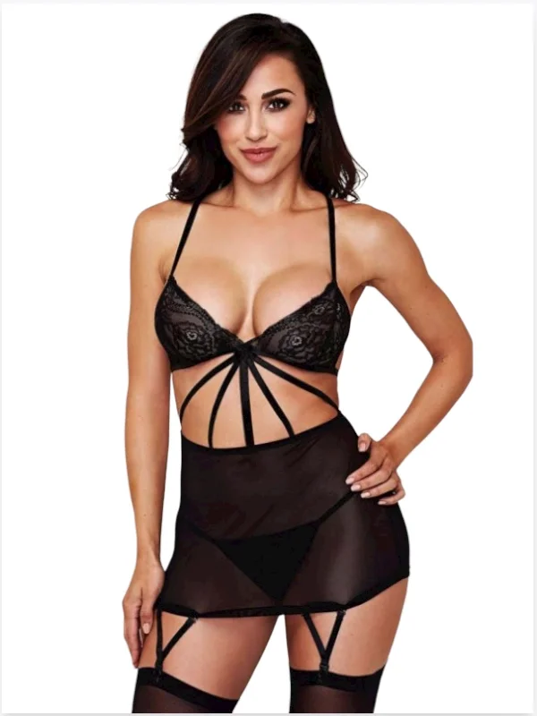 Büyük Beden Fantazi Siyah Dantelli Jartiyer Takım