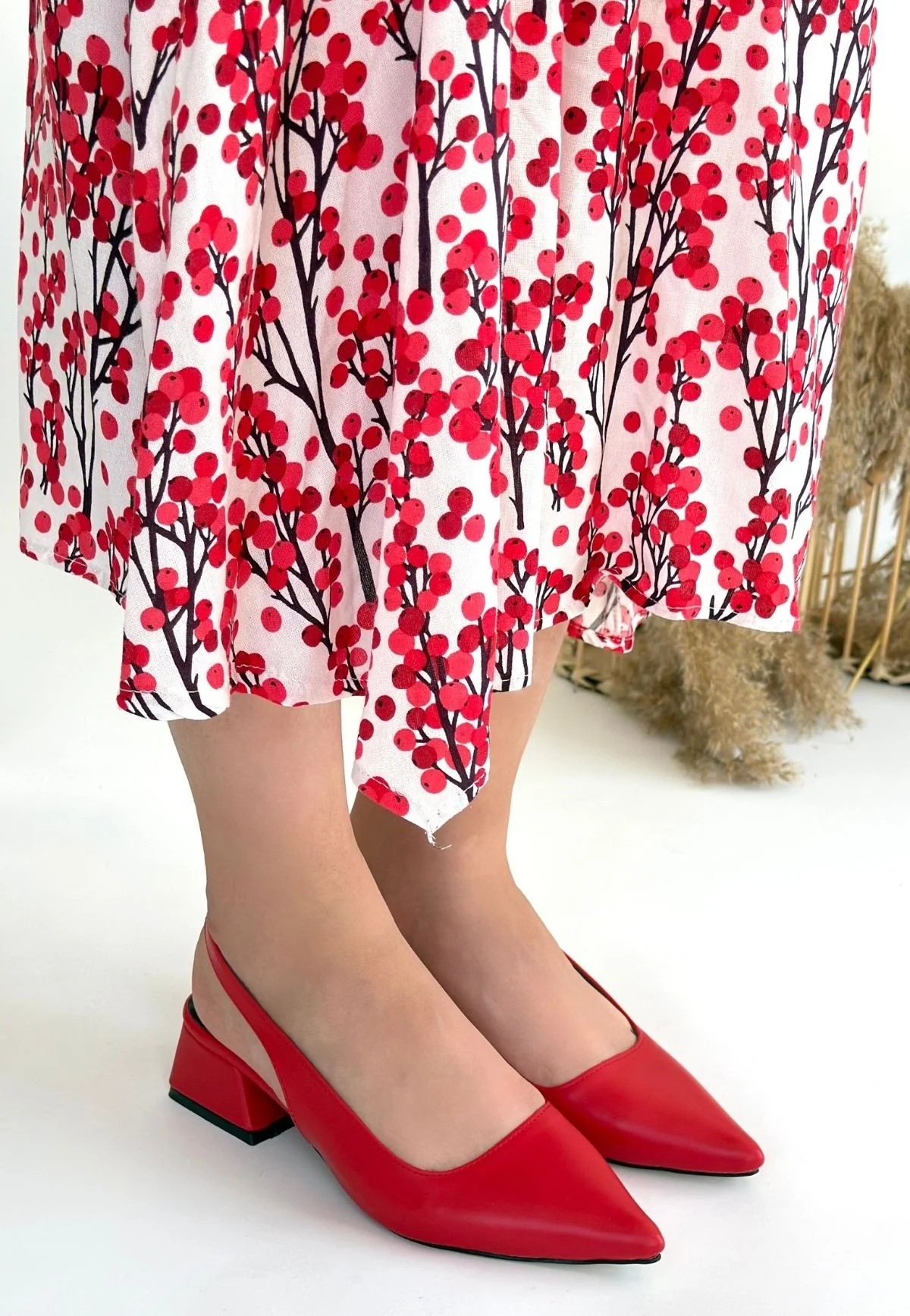 Morji Kırmızı Cilt Topuklu Ayakkabı