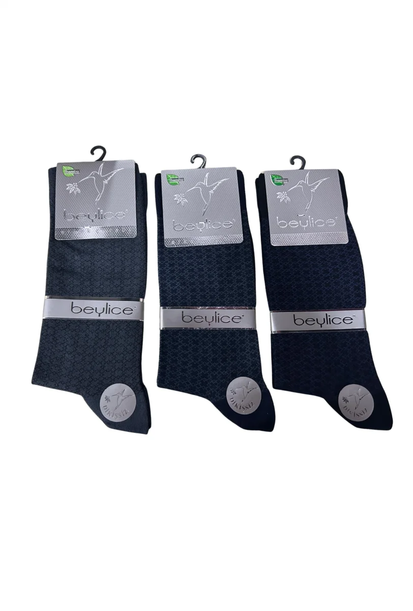 Beylice Desenli Bambu Dikişsiz Erkek Çorabı -sıkmayan Lastik- Tavşan Kulağı Kavrayan Topuk 12 Adet