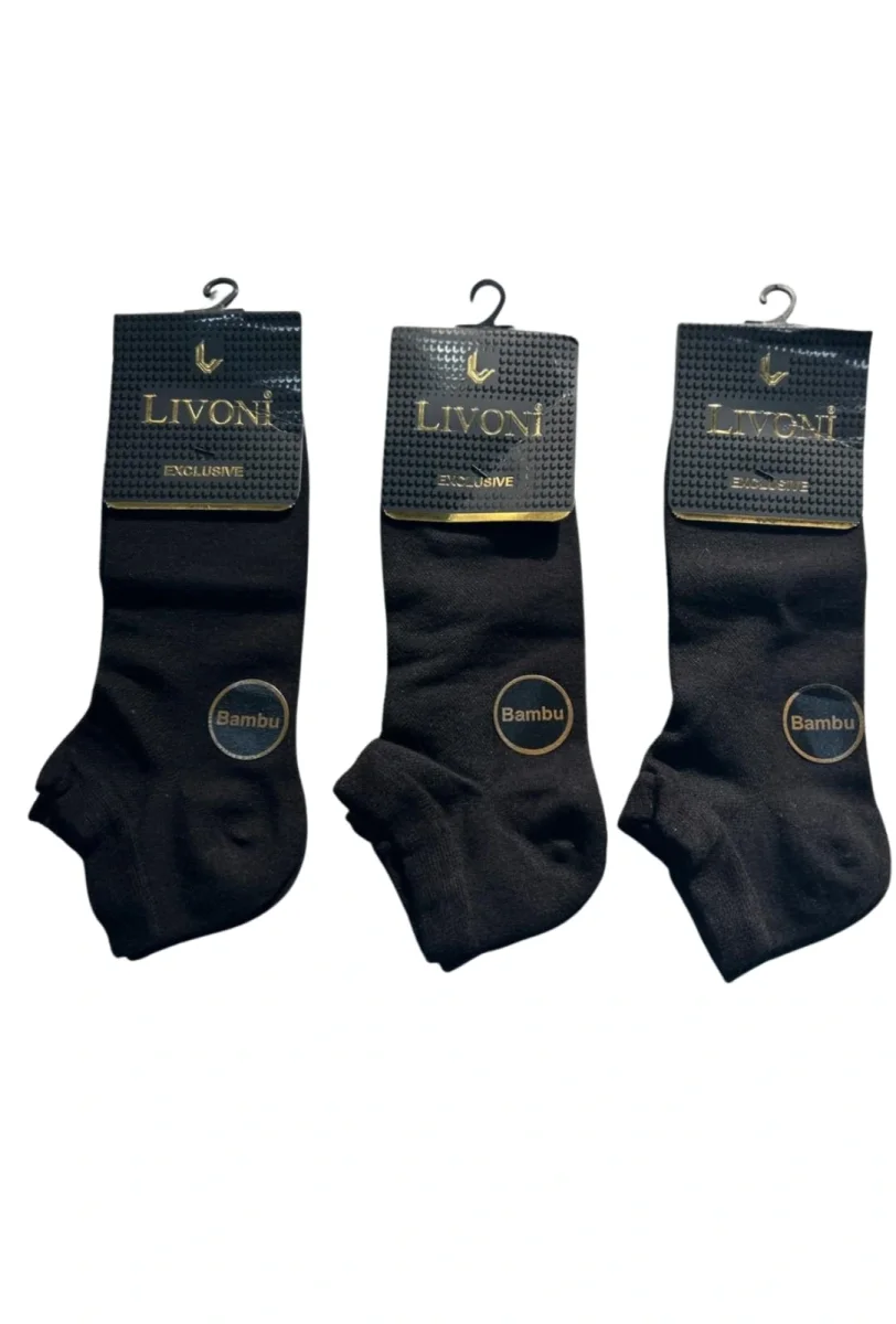Livoni Dikişsiz Bambu Erkek Patik Çorap 3 Adet