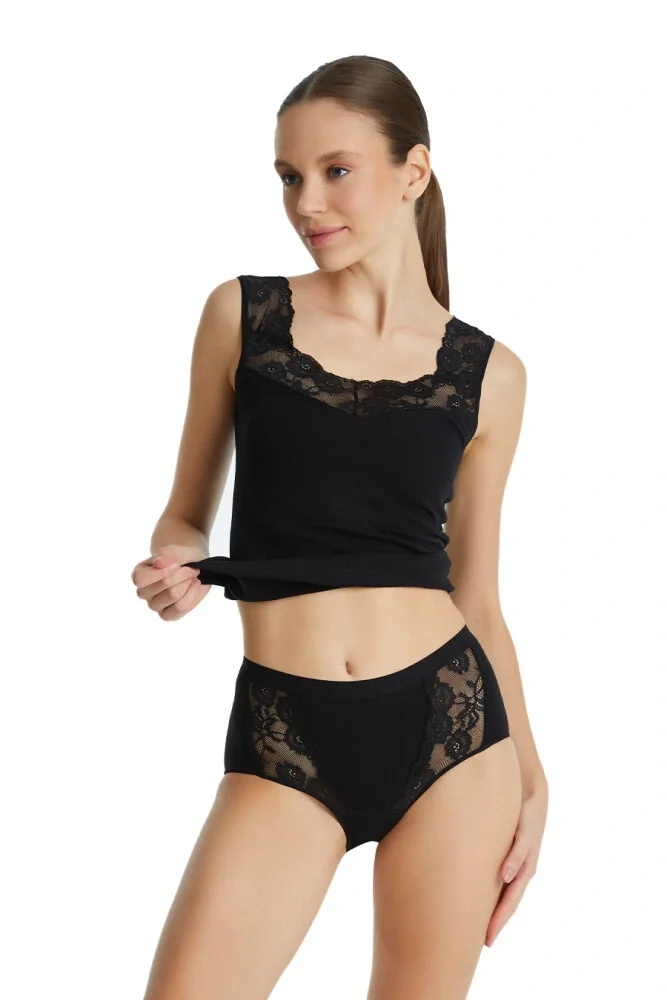 Black Spade Kadın Slip Private Lace Maxi 1316