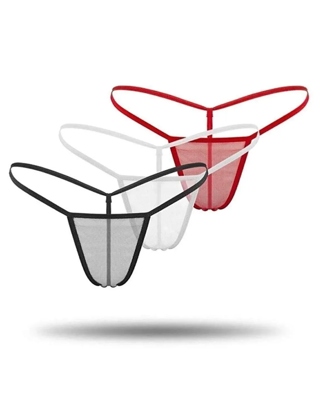 Kadın 3'lü Transparan Tül String