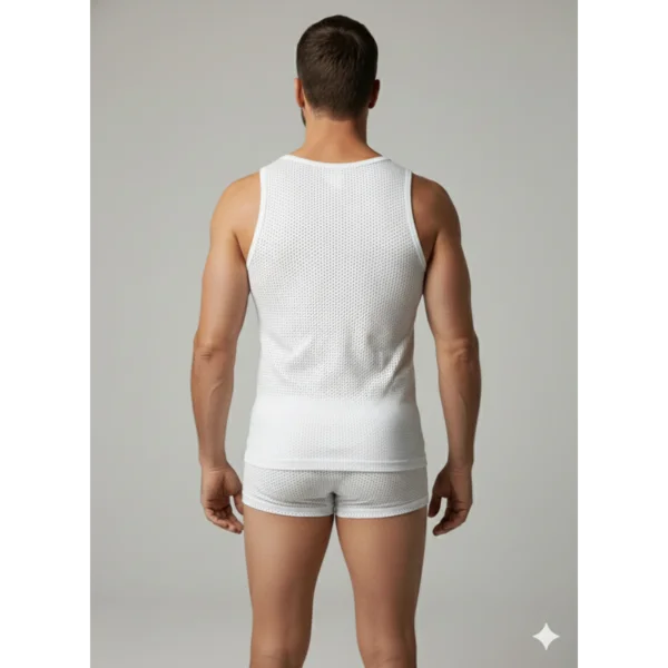 Erkek Beyaz File Tank Top Boxer Takımı