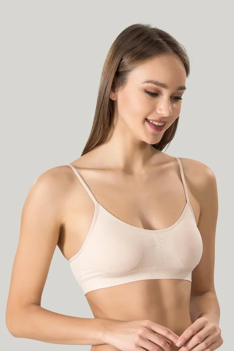 Kadın Ince Askılı Pedli Büstiyer Yarım Atlet Sütyen 3'lü Set.