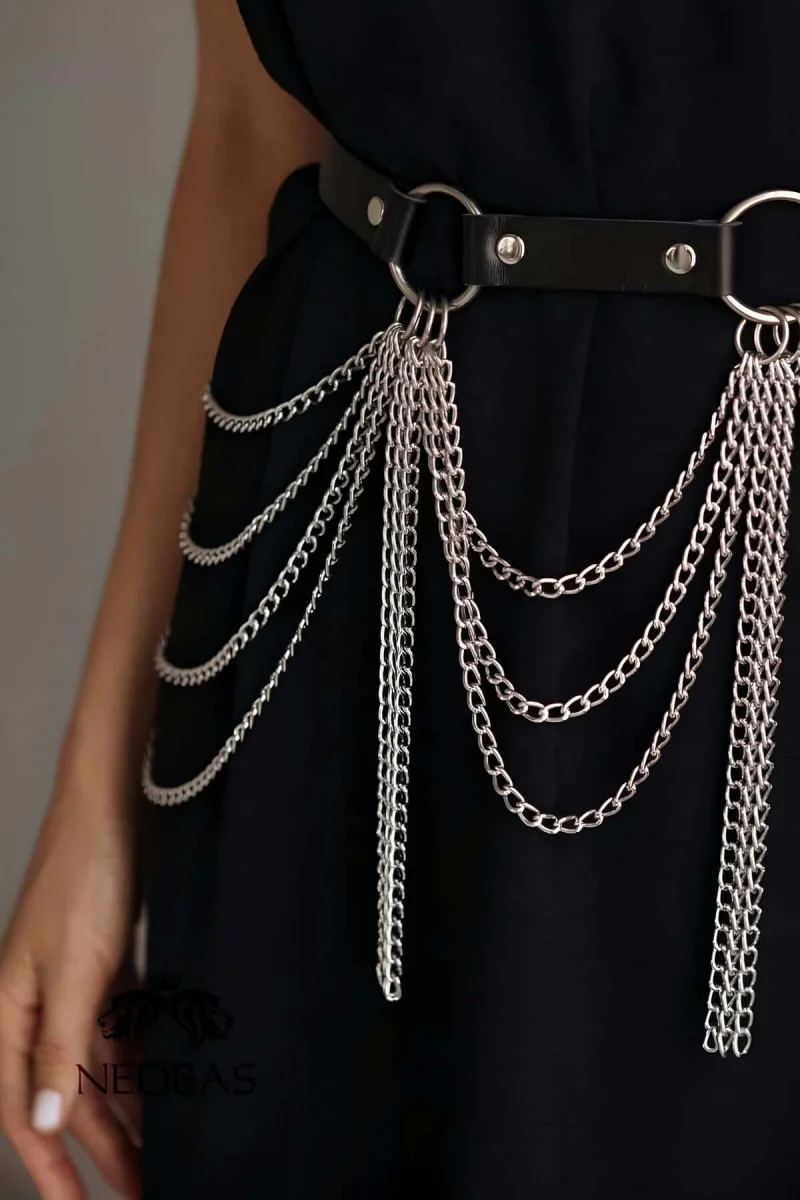 Zincirli Ayarlanabilir Şık Deri Kemer Harness - Brf729