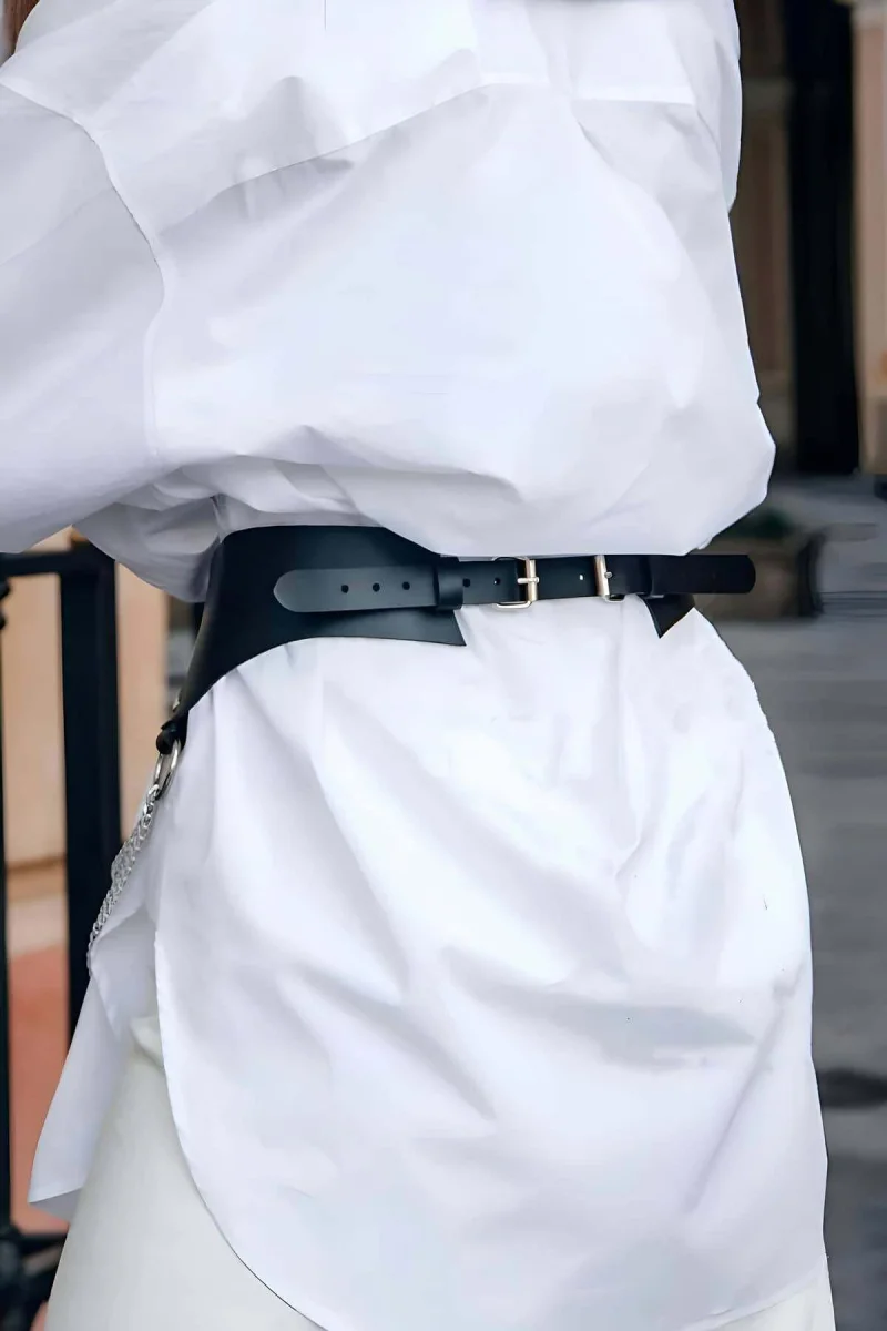 Şık Deri Zincirli Kemer, Elbise Kemeri, Zincirli Tarz Gömlek Kemeri - Brf1121