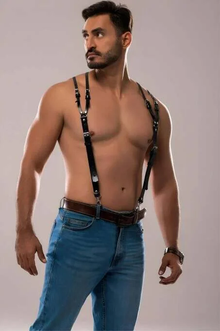 Erkek Omuzdsan Askılı Deri Harness - Brfm140