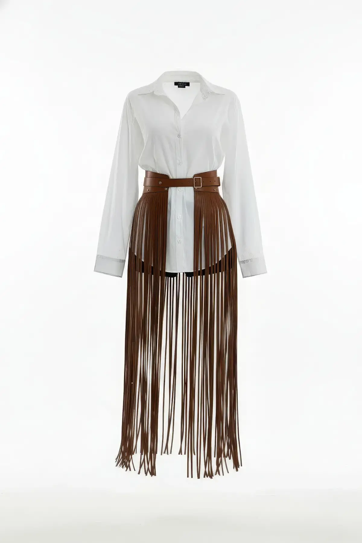 Taba Etek Uzun Püsküllü Suni Deri Etek - Brf1003