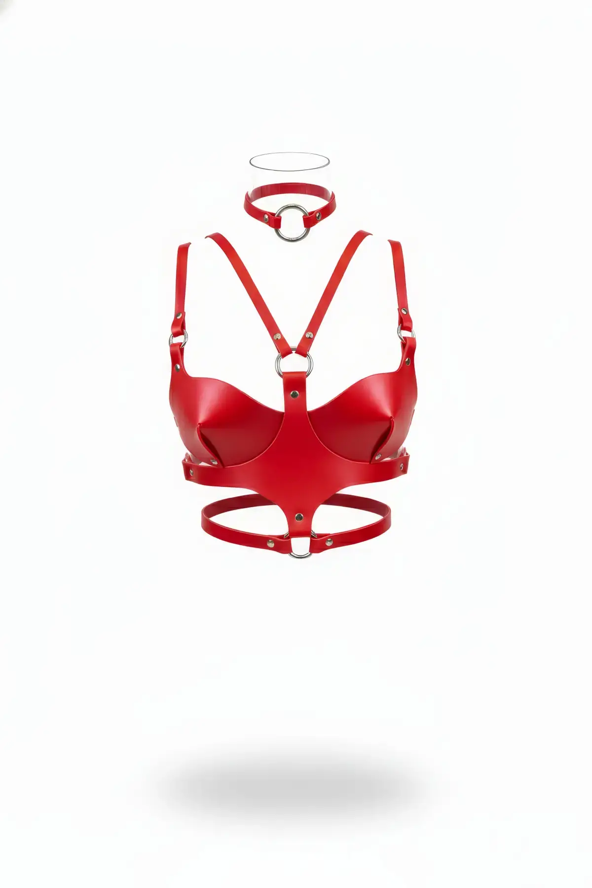 Kırmızı Kadın Kemer Deri Vücut Korse Halka Detaylı - Brf1296