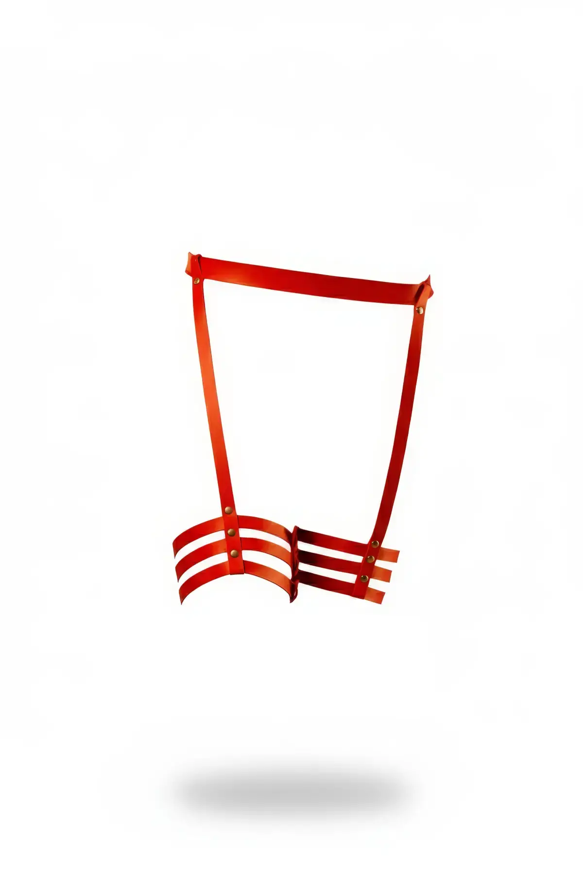 Kırmızı Jartiyer Harness Deri Zımba Detaylı Bacak Aksesuarı - Brf129