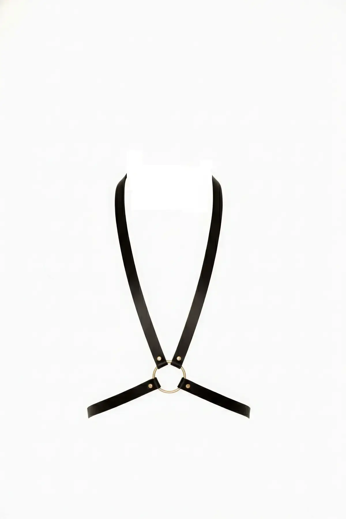 Siyah Kadın Kemer Metal Halka Detaylı Deri Vücut Aksesuarı - Brf131