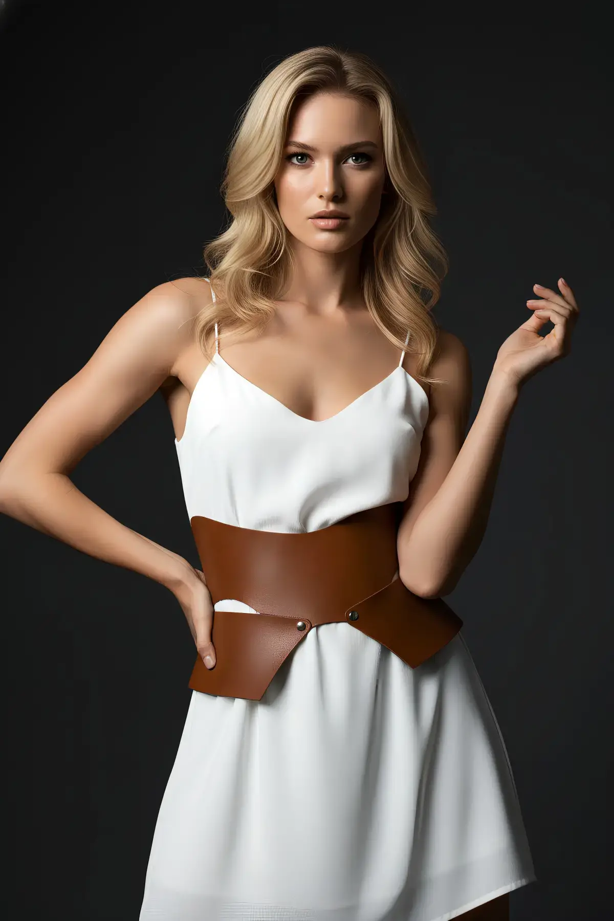 Taba Kadın Kemer Geniş Asimetrik Bel Aksesuarı - Brf1425