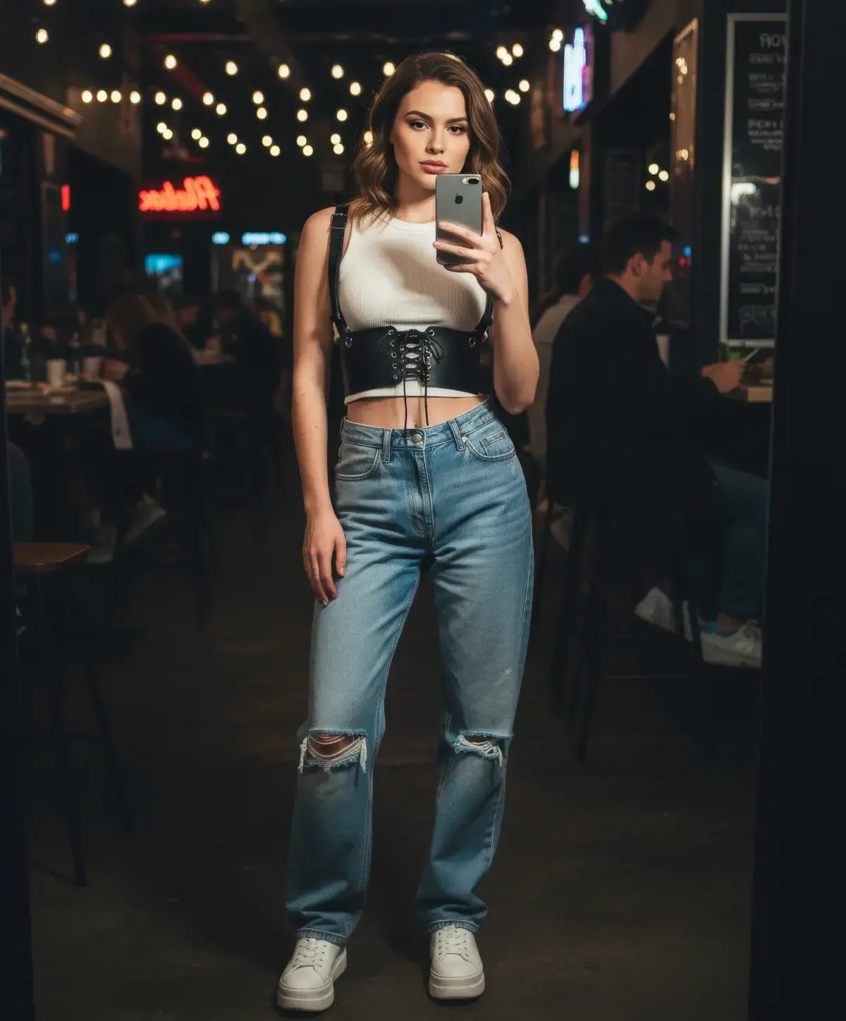 Siyah Kadın Kemer Bağlamalı Geniş Korse Bel Aksesuarı - Brf1429