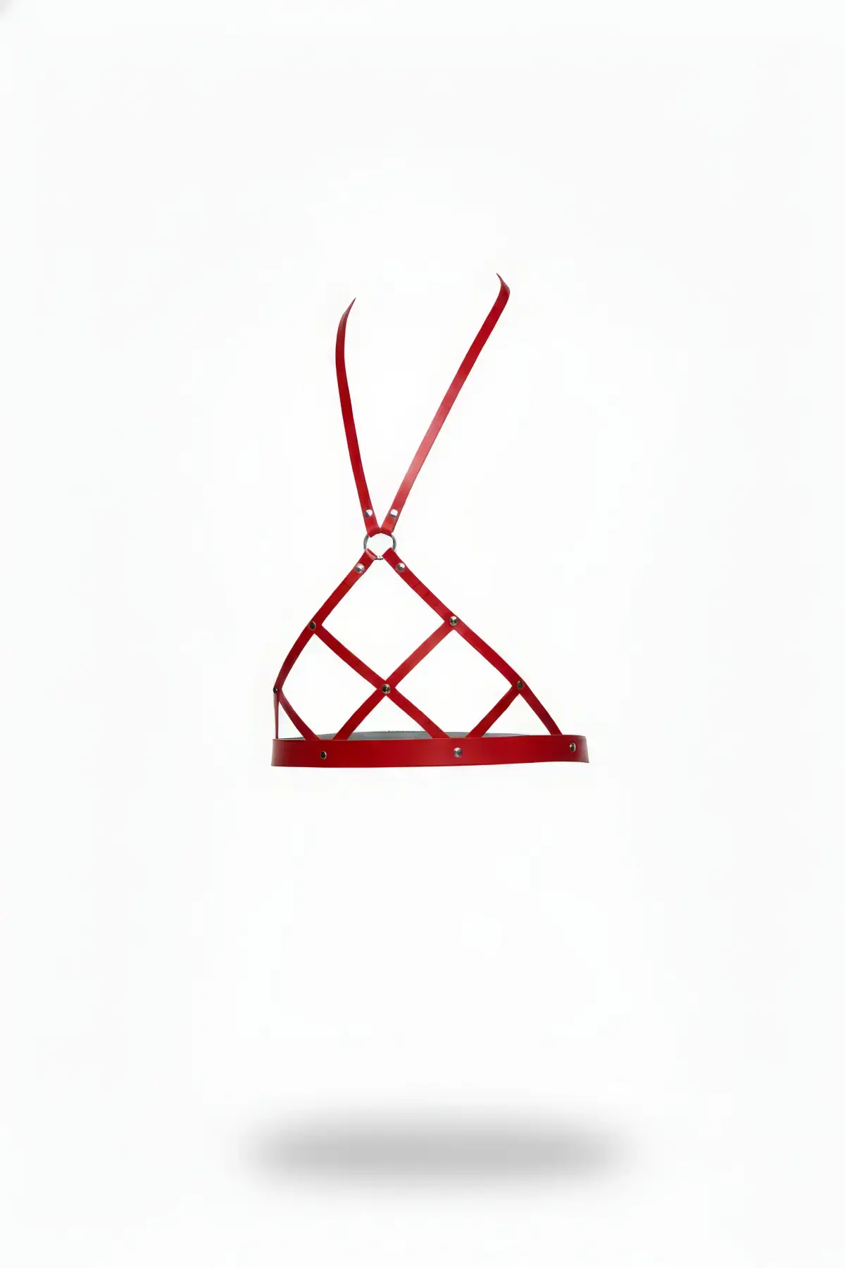 Kırmızı Kadın Kemer Deri Çapraz Kafes Vücut Kemeri - Brf187