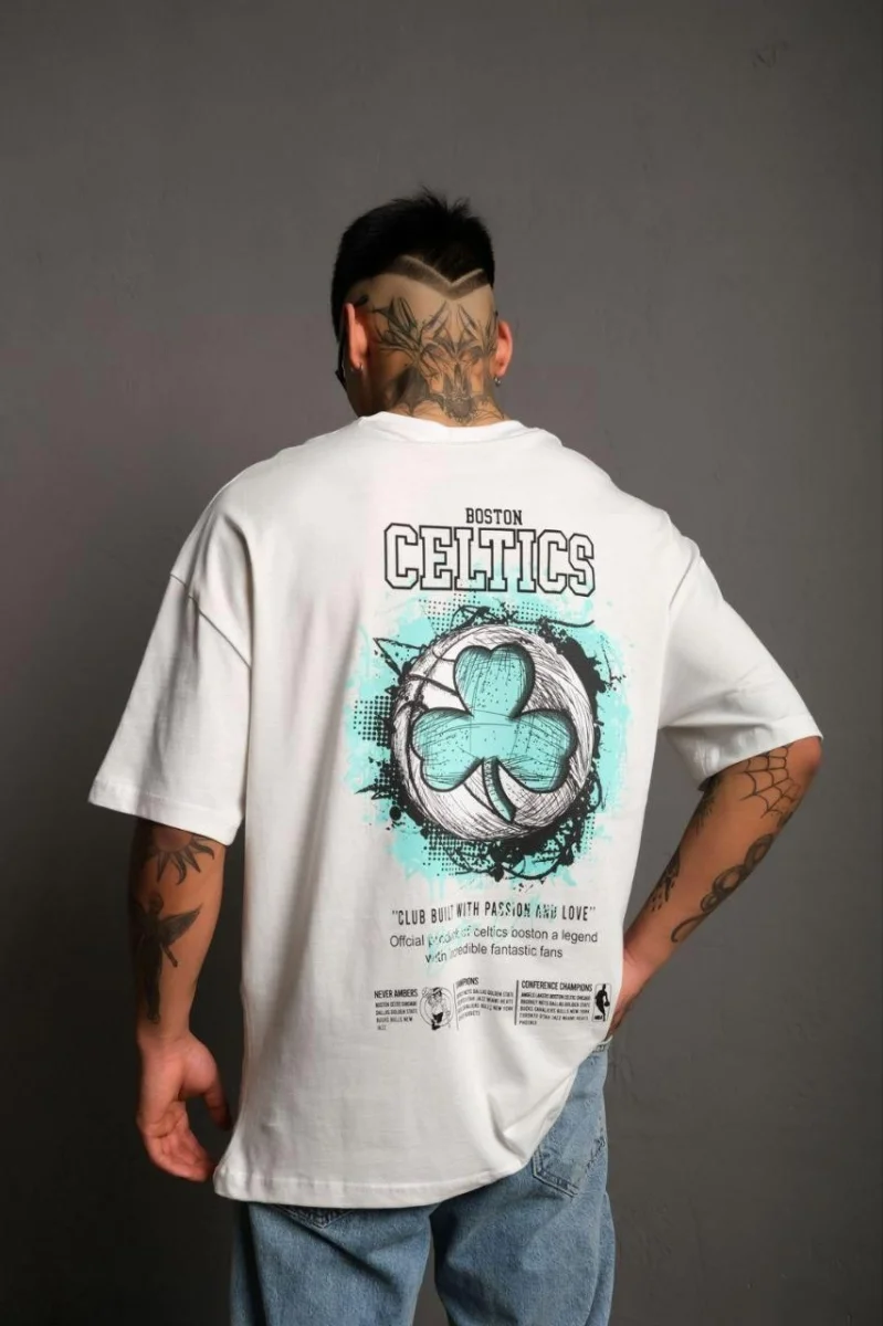 Sırt Baskılı T-shirt - Beyaz -