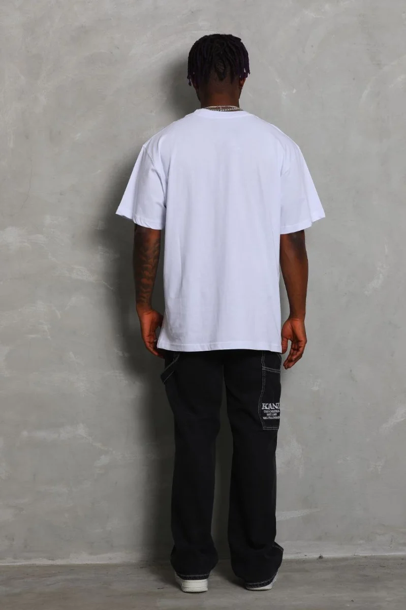 Oversize Düz Bisiklet Yaka T-Shirt - Beyaz -