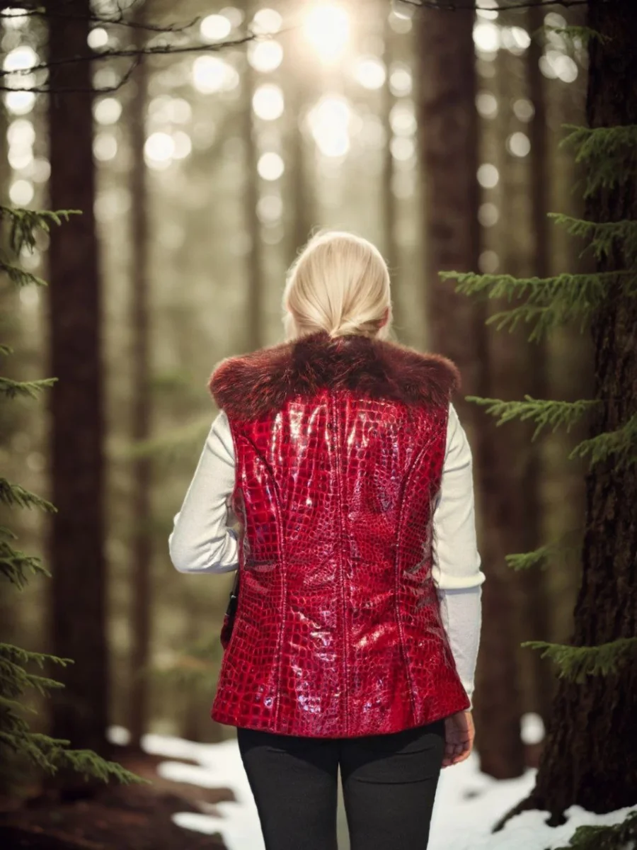 Kolsuz Fermuarlı Yelek - Kırmızı -