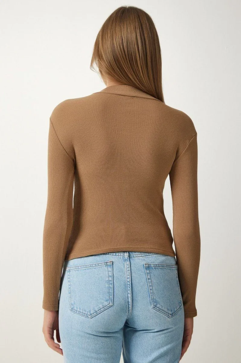 Full Likralı Fitilli Kaşkorse Body - Kahve -