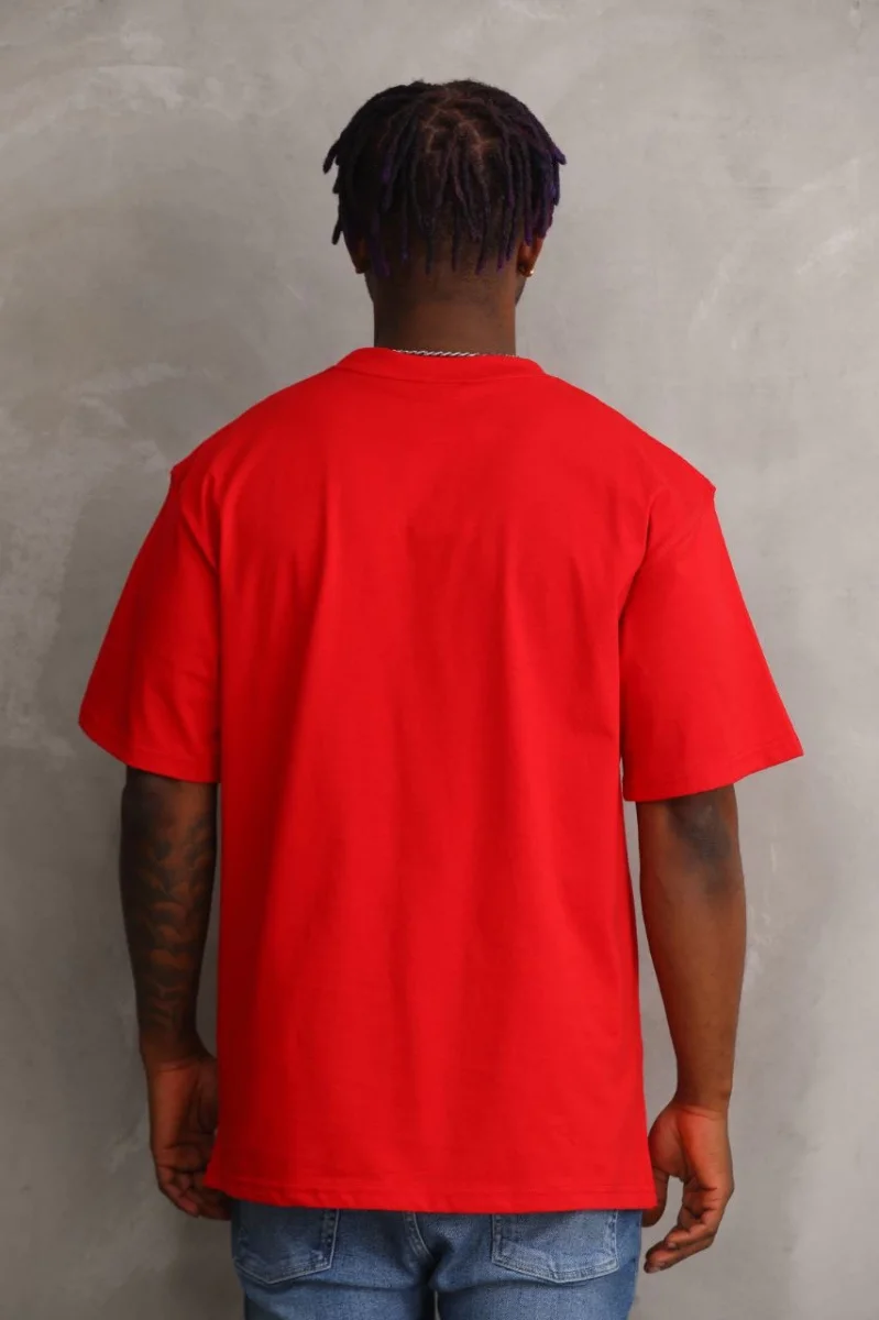 Baskılı Oversize T-Shirt - Kırmızı -