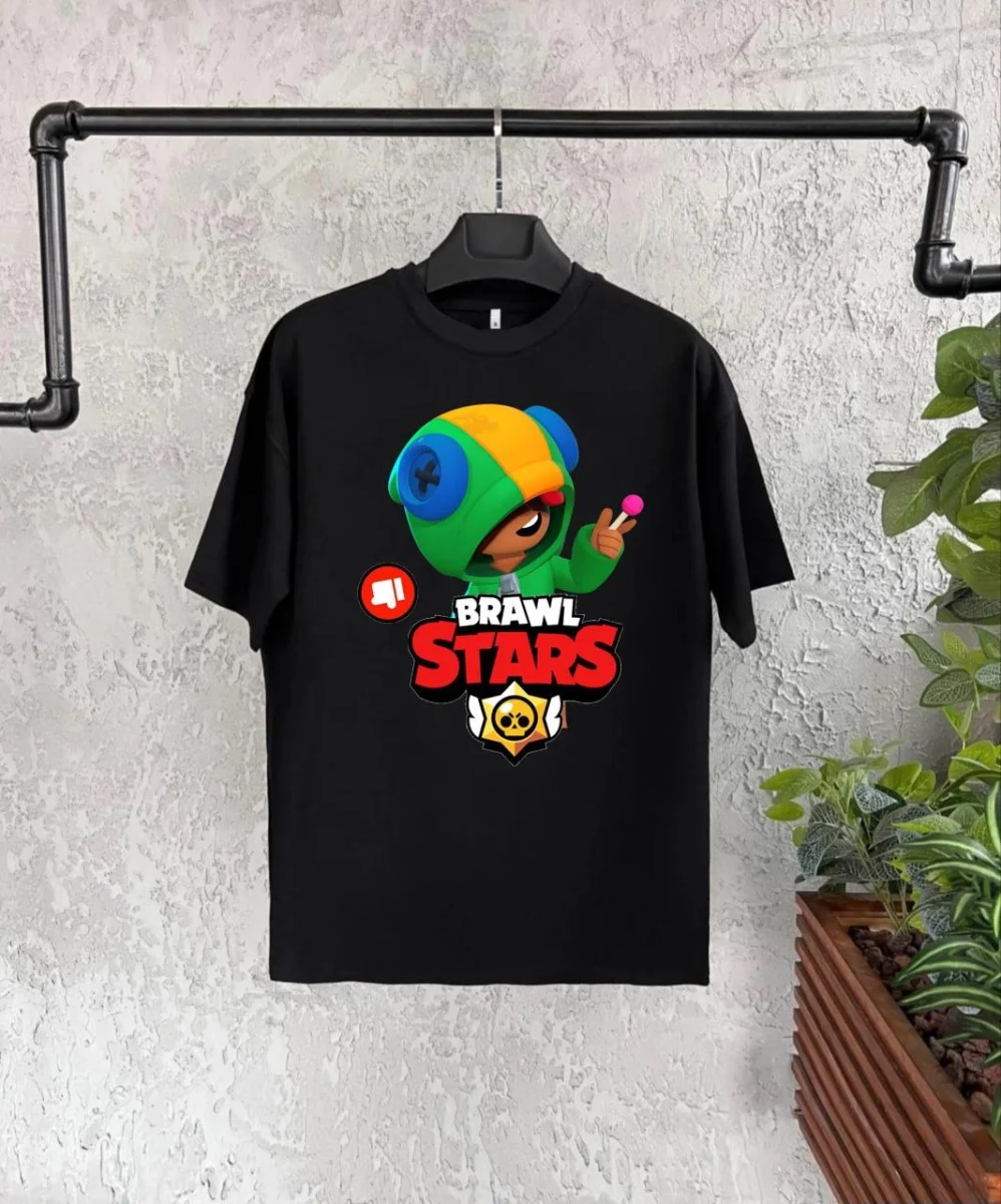 Baskılı Kısa Kol   T-Shirt - Siyah -