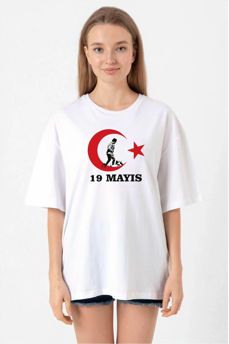 19 Mayıs 20/1 Baskılı T-shirt - Beyaz -