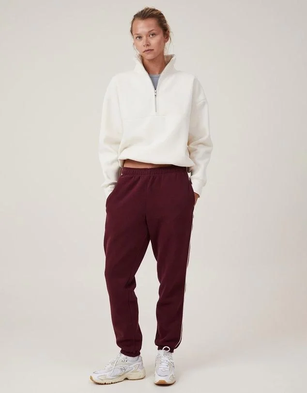 Oversize Yarım Farmuarlı Yakalı Basic SweatShirt - Beyaz -