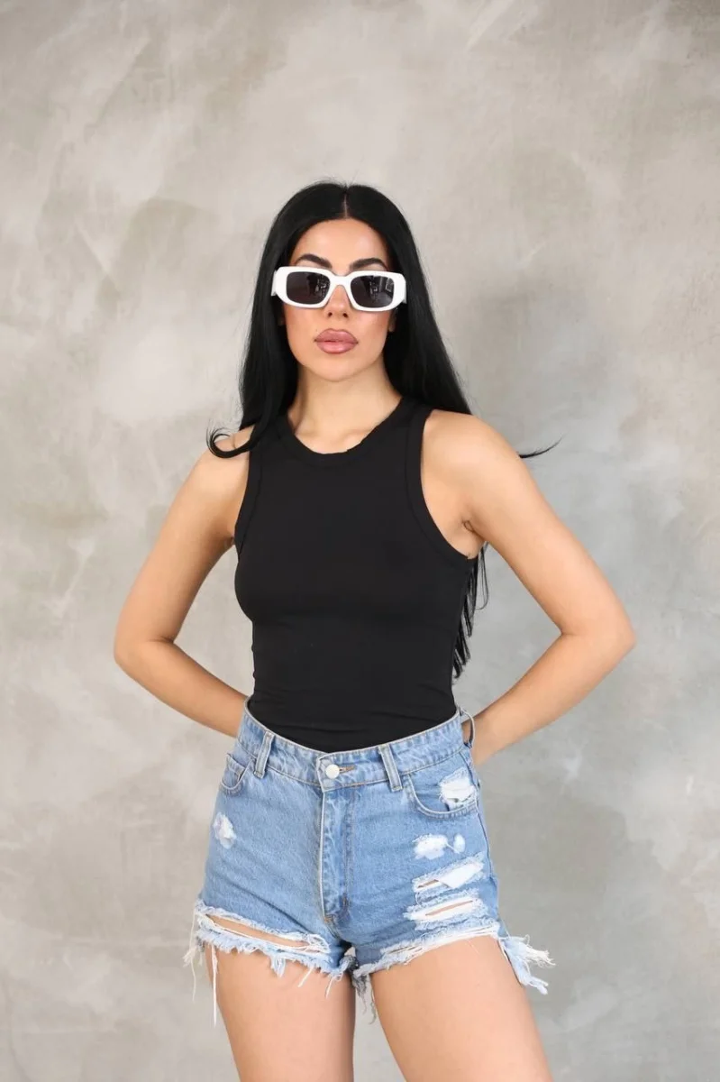 Kolsuz Badi bluz - Siyah -