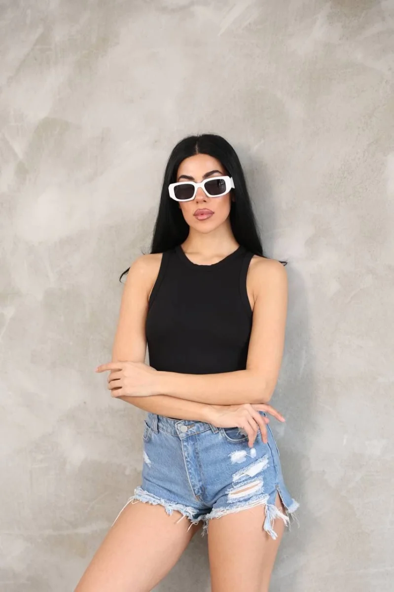 Kolsuz Badi bluz - Siyah -