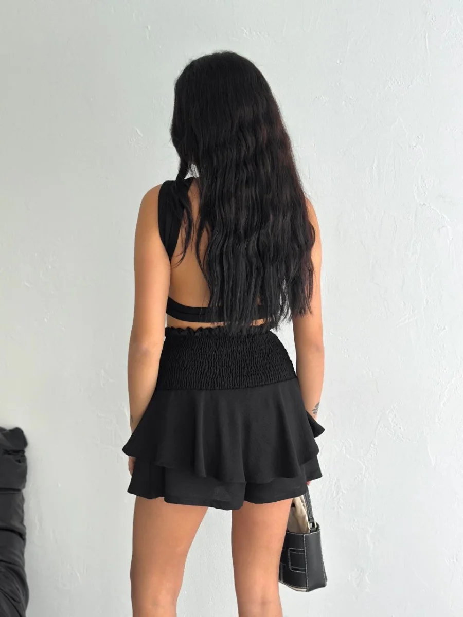 Ayrobin Şortlu Etek - Siyah -