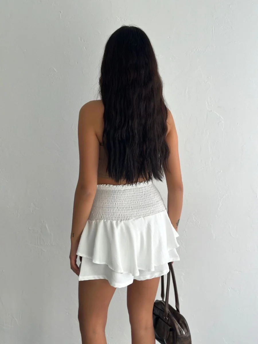 Ayrobin Şortlu Etek - Beyaz -