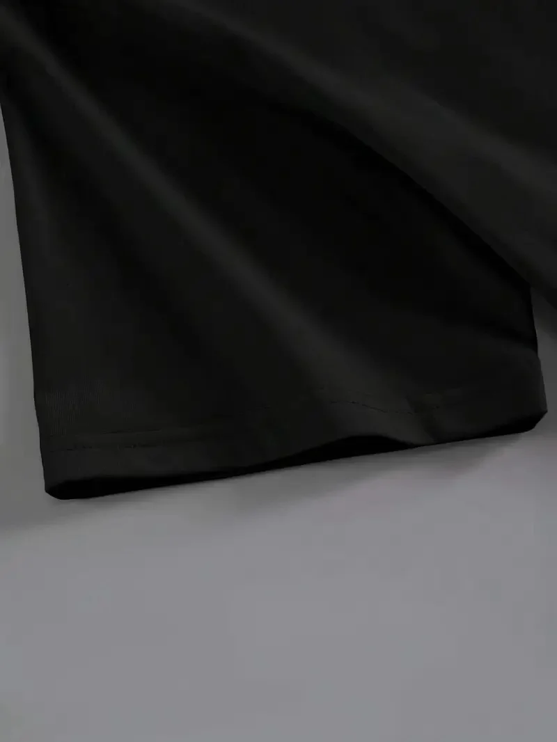 20/1 Penye Compack Baskılı Oversize Kahve Desenli   Kısa Kol Yazlık T-shirt - Siyah -