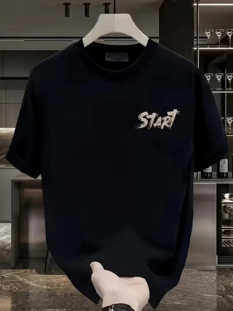 20/1 Penye Compack Start All Over Baskılı Oversize Bisiklet Yaka Kısa Kol T-shirt - Siyah -