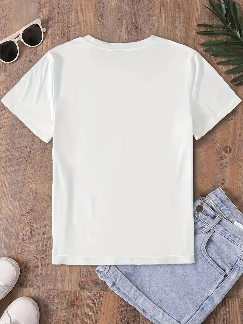 Fiyonk Ön Arka Baskılı Oversize Bisiklet Yaka T-shirt Yazlık - Beyaz -