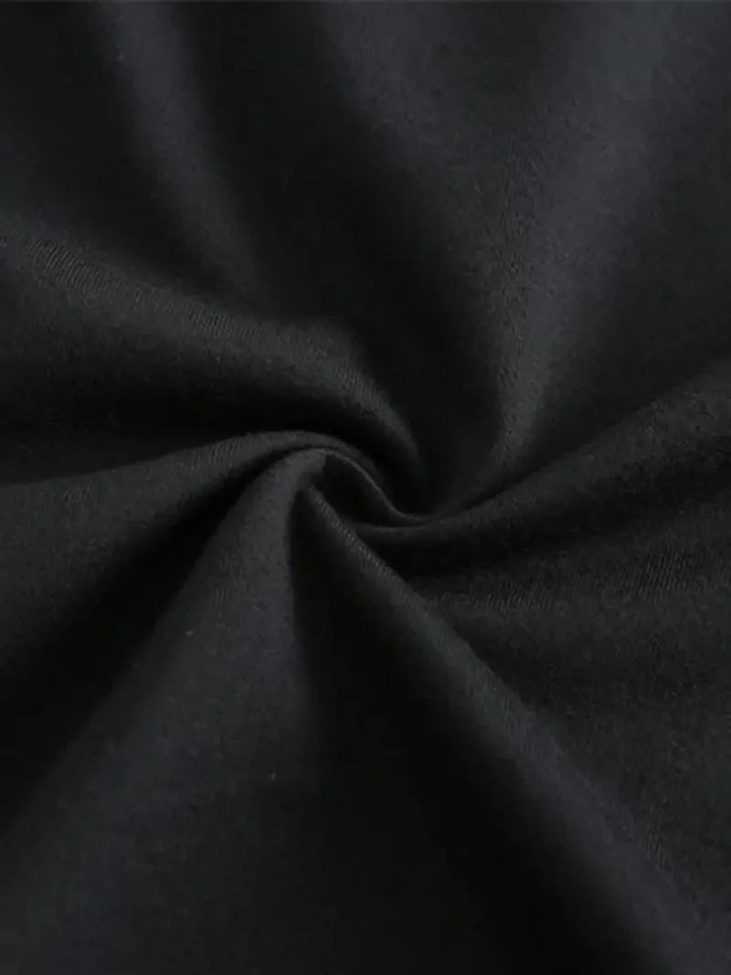 20/1 Penye Compack Baskılı Oversize Kısa Kol Bisiklet Yaka T-shirt - Siyah -