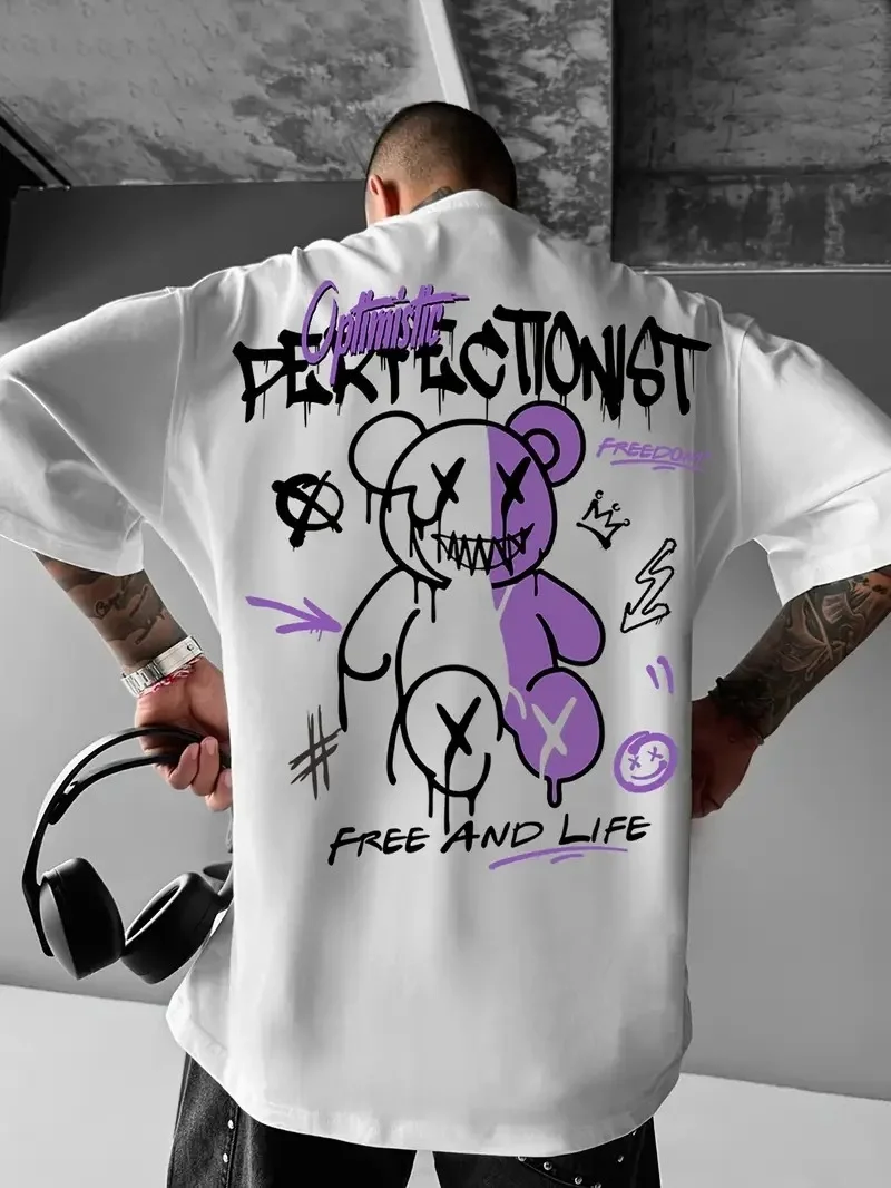 OversizeTişört "CAMPBRASTCOOPERATION" Yazlık Sokak Kıyafeti - Beyaz -