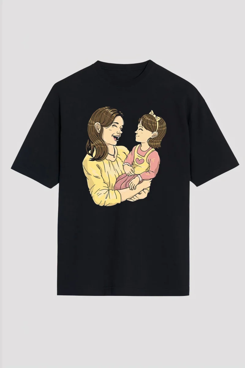 Anneler Gününe Özel Tasarım Anne   Baskılı T-shirt - Siyah -