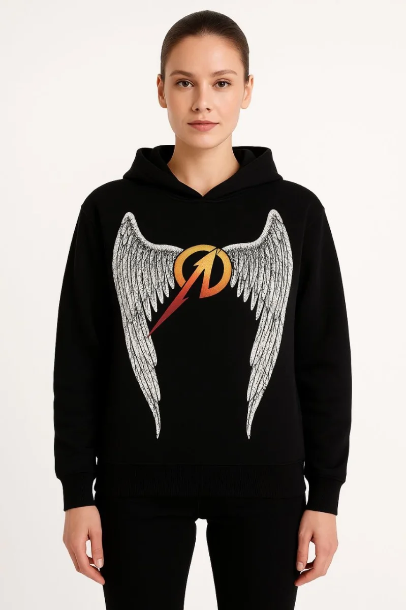 Metallica İki İplik Kapüşonlu Ön ve Arka Baskılı hoodie - Siyah -