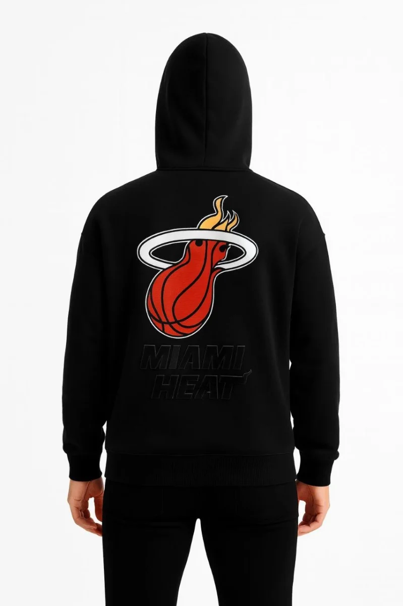 Kapşonlu Sweatshirt – Oversize Fit, Ön  Arka Baskılı,- Siyah -