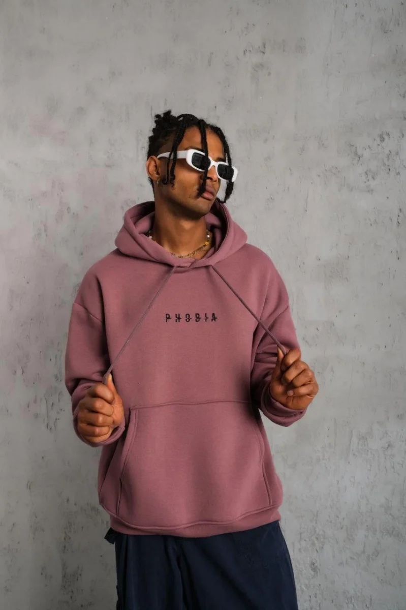 Astronot Baskılı Kapüşonlu Sweat - Gül Kurusu