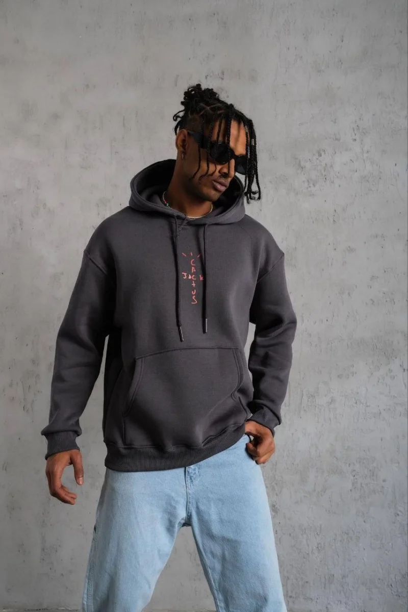 Kordonlu Arka Maske Kordon Saçlı Kapüşonlu - Füme