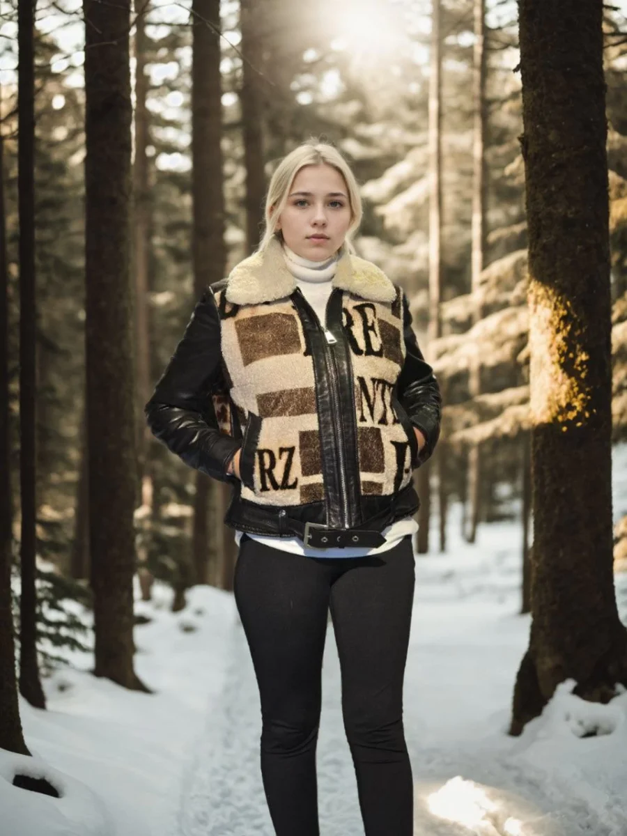 Uzun Kollu Hakiki Deri Kürk - Siyah