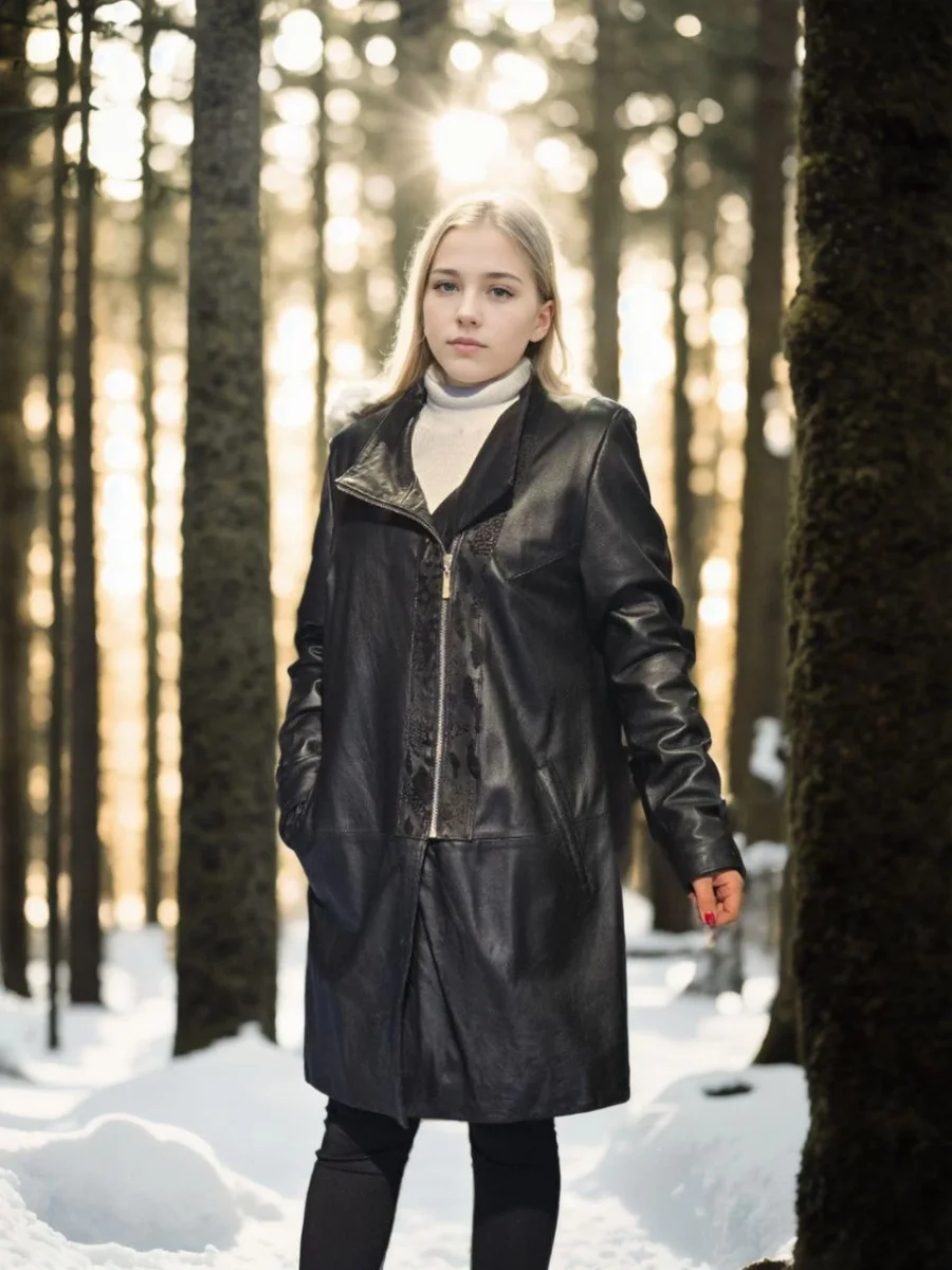 Uzun Kollu Hakiki Deri Ceket - Siyah