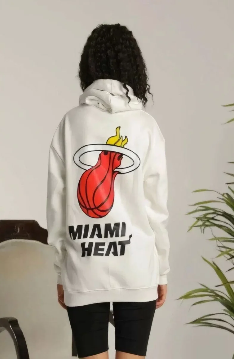 Kapşonlu Baskılı Sweetshirt - Beyaz