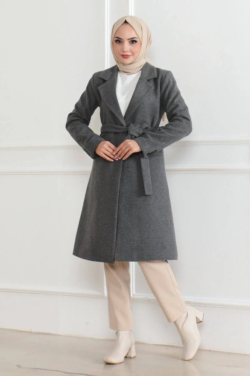 Düğmeli İçi Astarlı Kaşmir Kaşe Kaban - Bej