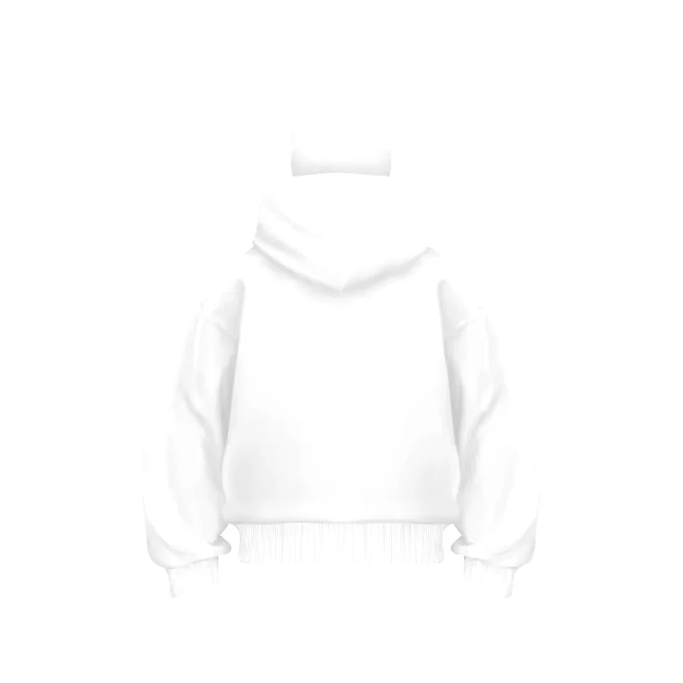 Samuray ZIP Fermuarlı Kapüşonlu SweatShirt- Beyaz