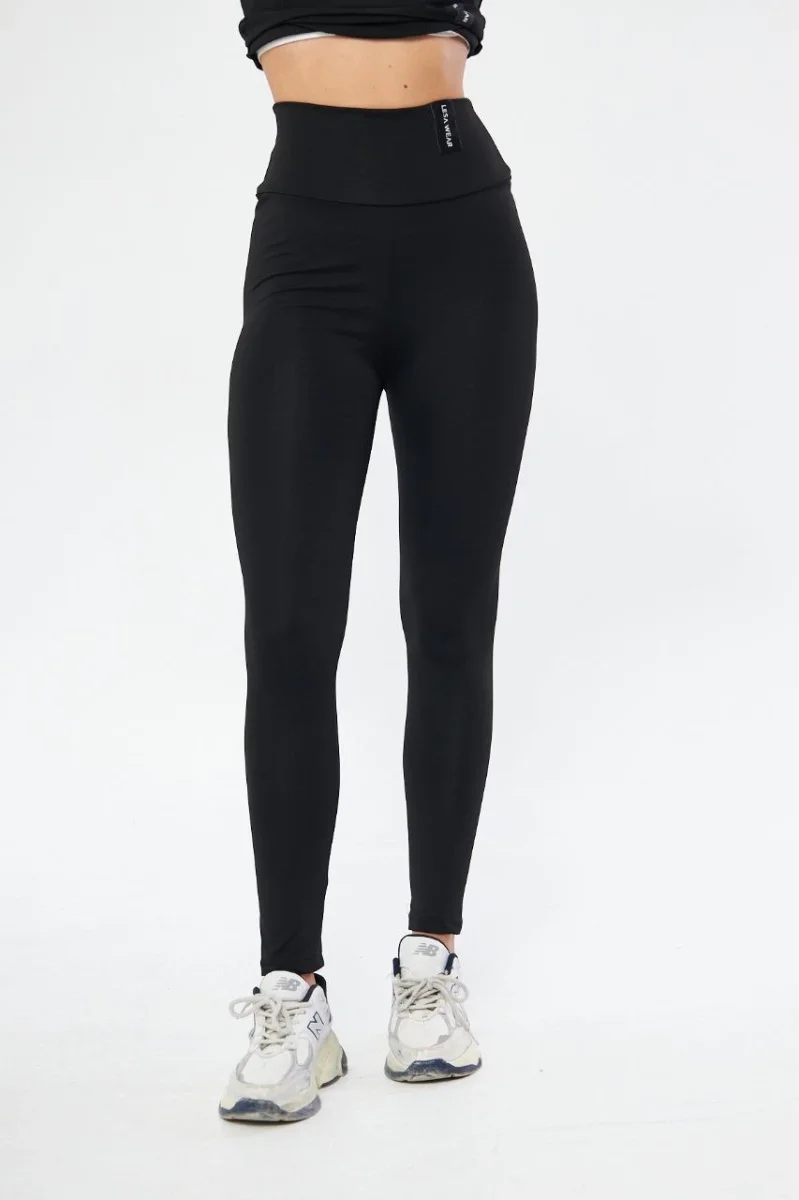 Kadın Kışlık Yüksek Bel Toparlayicı ve Sıkılaştırıcı Likralı Şardonlu Tayt - Siyah